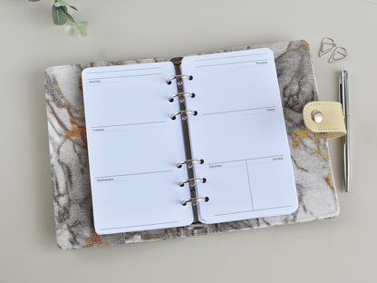 Ring Planner Notebook With Inserts - Fabric Marble Cover (Personal Size)