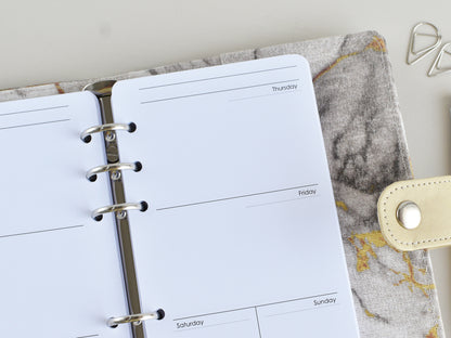 Ring Planner Notebook With Inserts - Fabric Marble Cover (Personal Size)