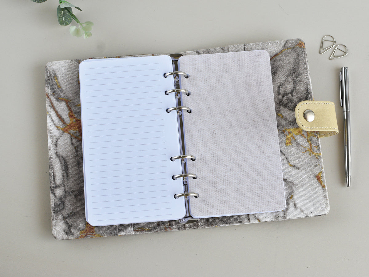 Ring Planner Notebook With Inserts - Fabric Marble Cover (Personal Size)