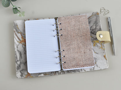 Ring Planner Notebook With Inserts - Fabric Marble Cover (Personal Size)