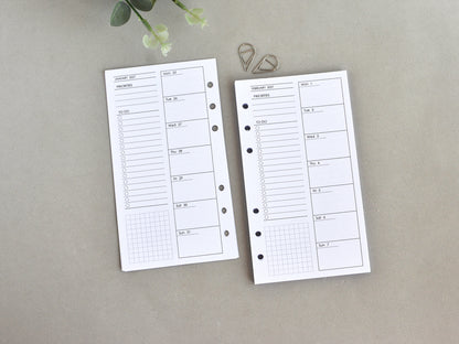 Weekly Planner Inserts - Ring Binder Refill (Personal Size) / P-07w