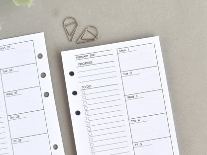 Weekly Planner Inserts - Ring Binder Refill (Personal Size) / P-07w