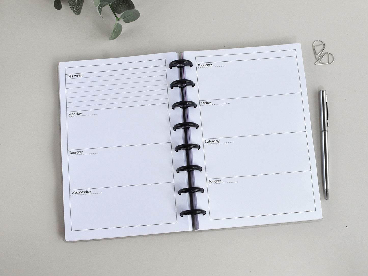 Discbound  Planner Notebook - Agenda Monthly Weekly (A5)