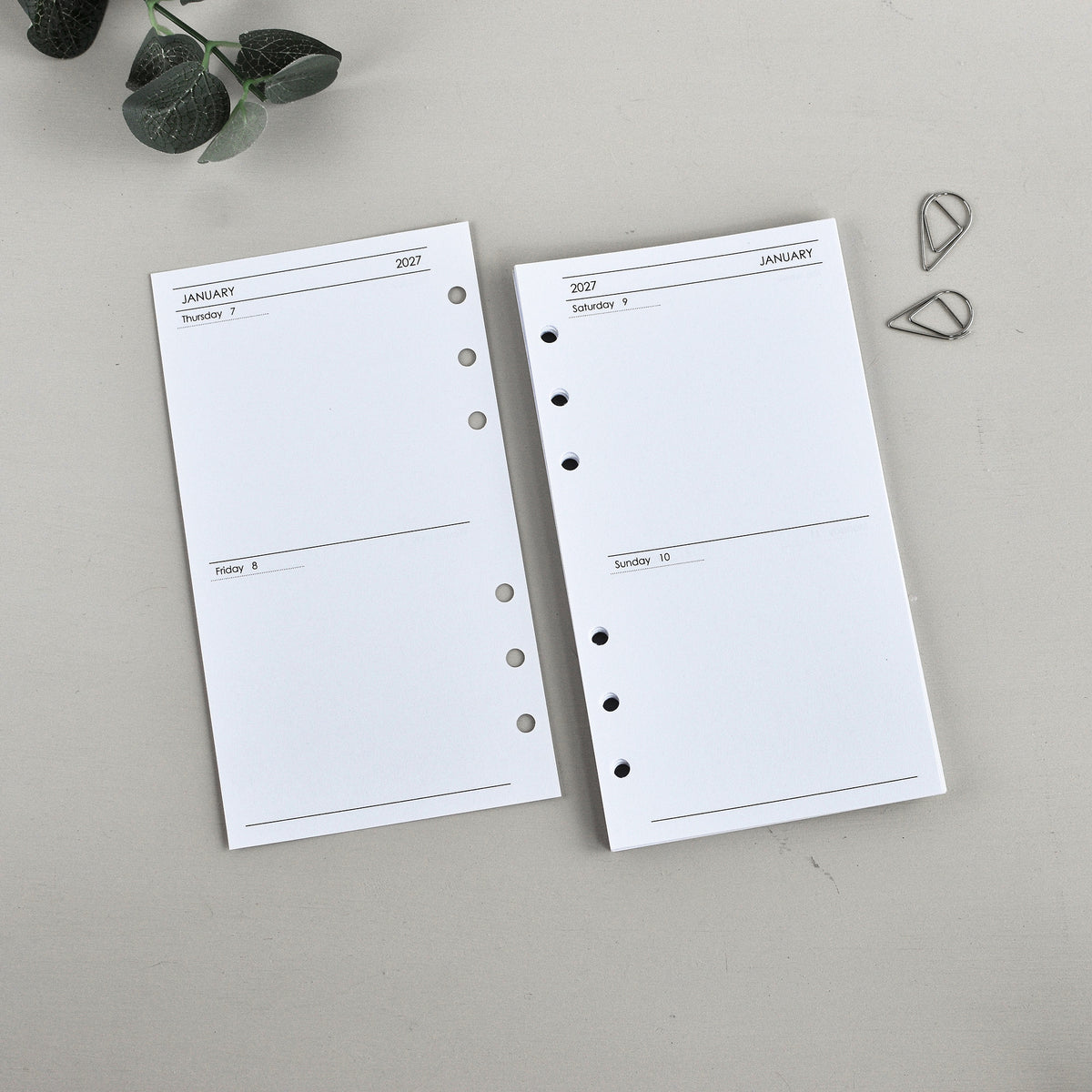 Weekly Planner Inserts - Ring Binder Filofax Refill (Personal Size) / P-10w