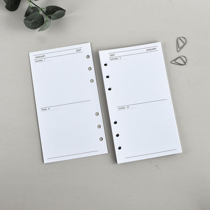 Weekly Planner Inserts - Ring Binder Filofax Refill (Personal Size) / P-10w