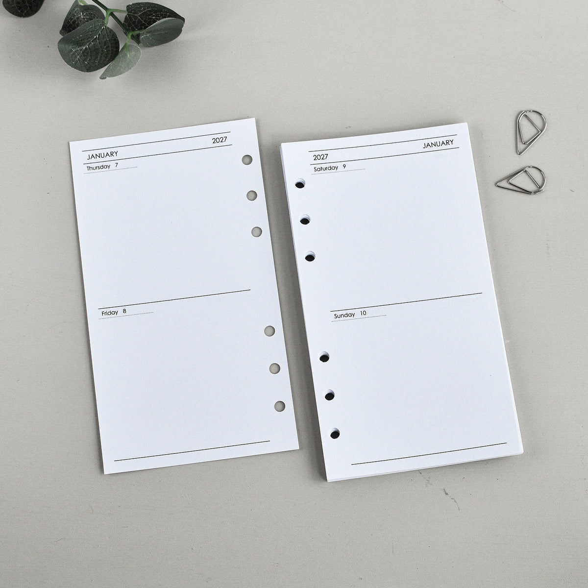 Weekly Planner Inserts - Ring Binder Filofax Refill (Personal Size) / P-10w