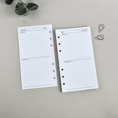 Weekly Planner Inserts - Ring Binder Filofax Refill (Personal Size) / P-10w