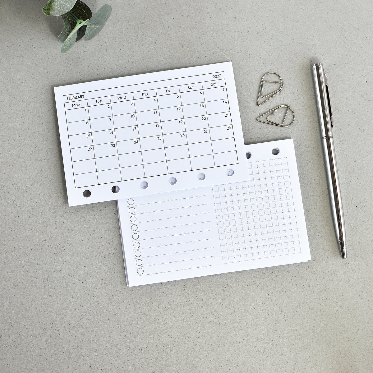 Monthly Planner Inserts - Ring Binder Horizontal Refill (Pocket Size) / Pc-04m
