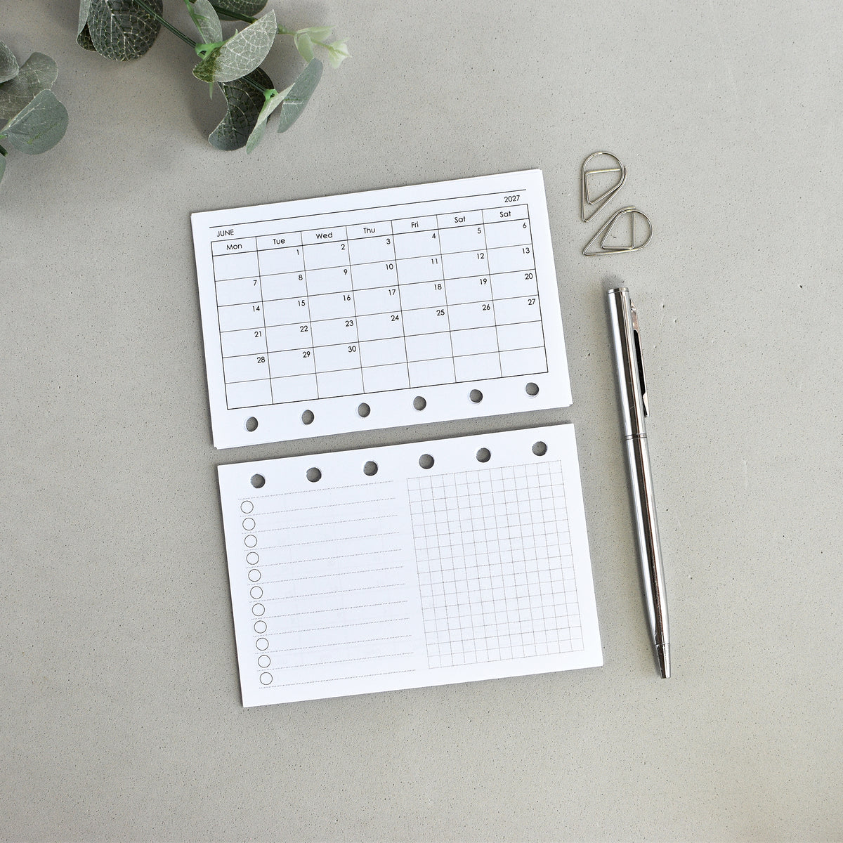 Monthly Planner Inserts - Ring Binder Horizontal Refill (Pocket Size) / Pc-04m