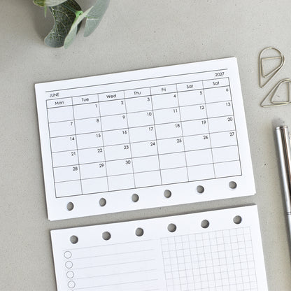 Monthly Planner Inserts - Ring Binder Horizontal Refill (Pocket Size) / Pc-04m
