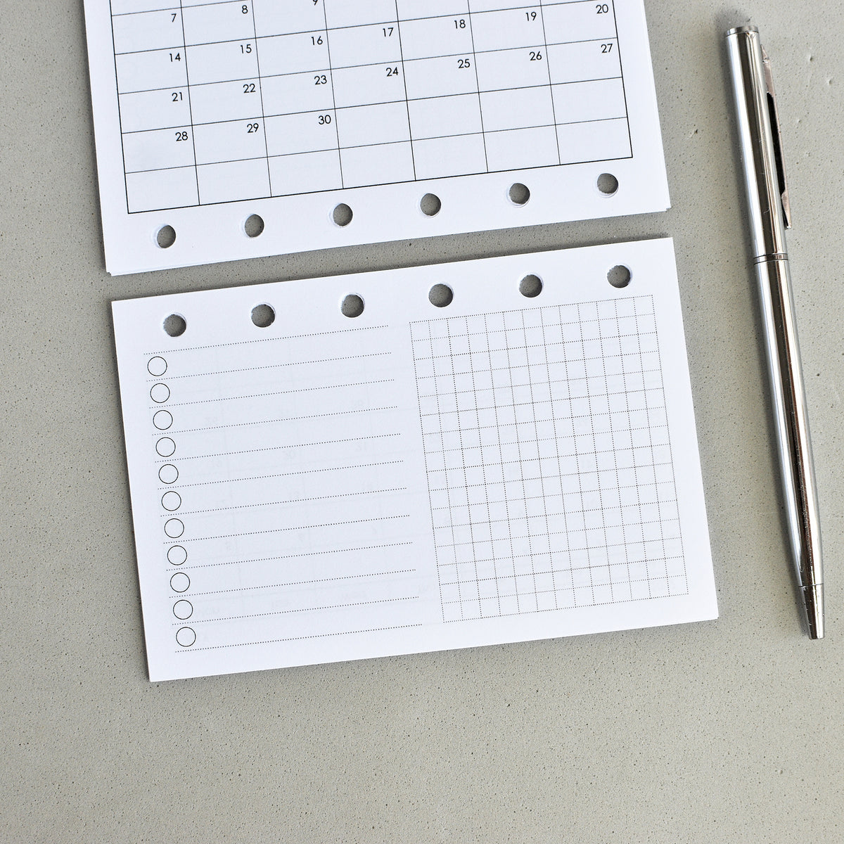 Monthly Planner Inserts - Ring Binder Horizontal Refill (Pocket Size) / Pc-04m