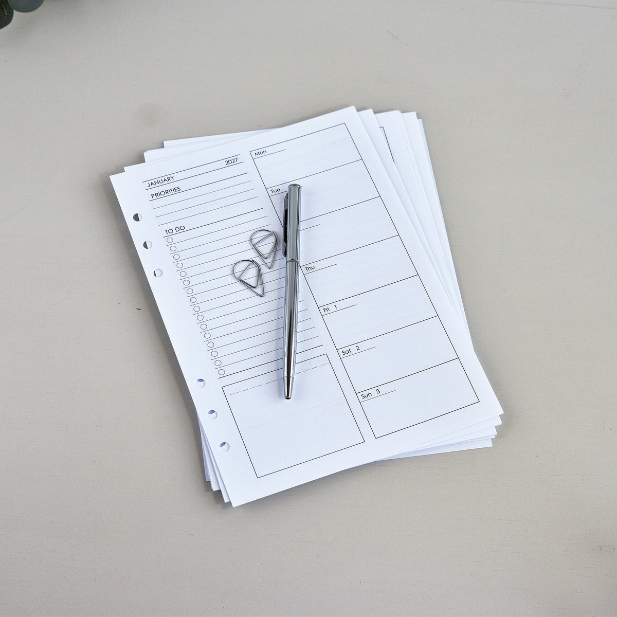 Weekly Planner Inserts - Ring Binder Refill (A5 Size) / A5-06w