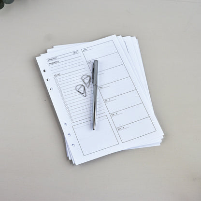 Weekly Planner Inserts - Ring Binder Refill (A5 Size) / A5-06w