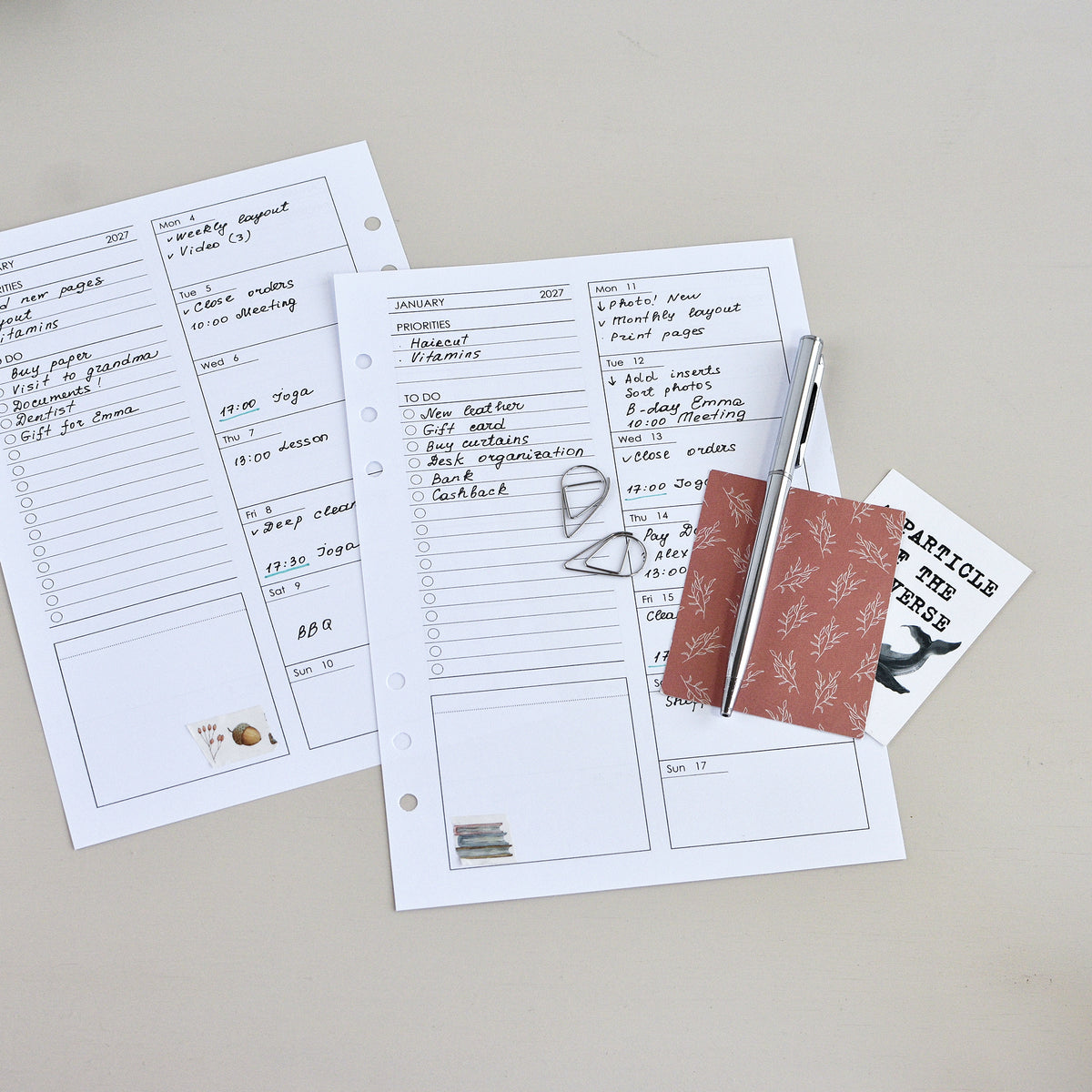 Weekly Planner Inserts - Ring Binder Refill (A5 Size) / A5-06w