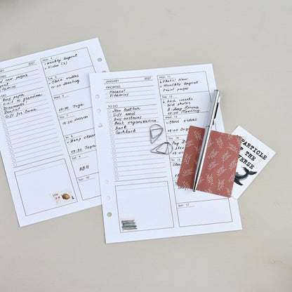 Weekly Planner Inserts - Ring Binder Refill (A5 Size) / A5-06w