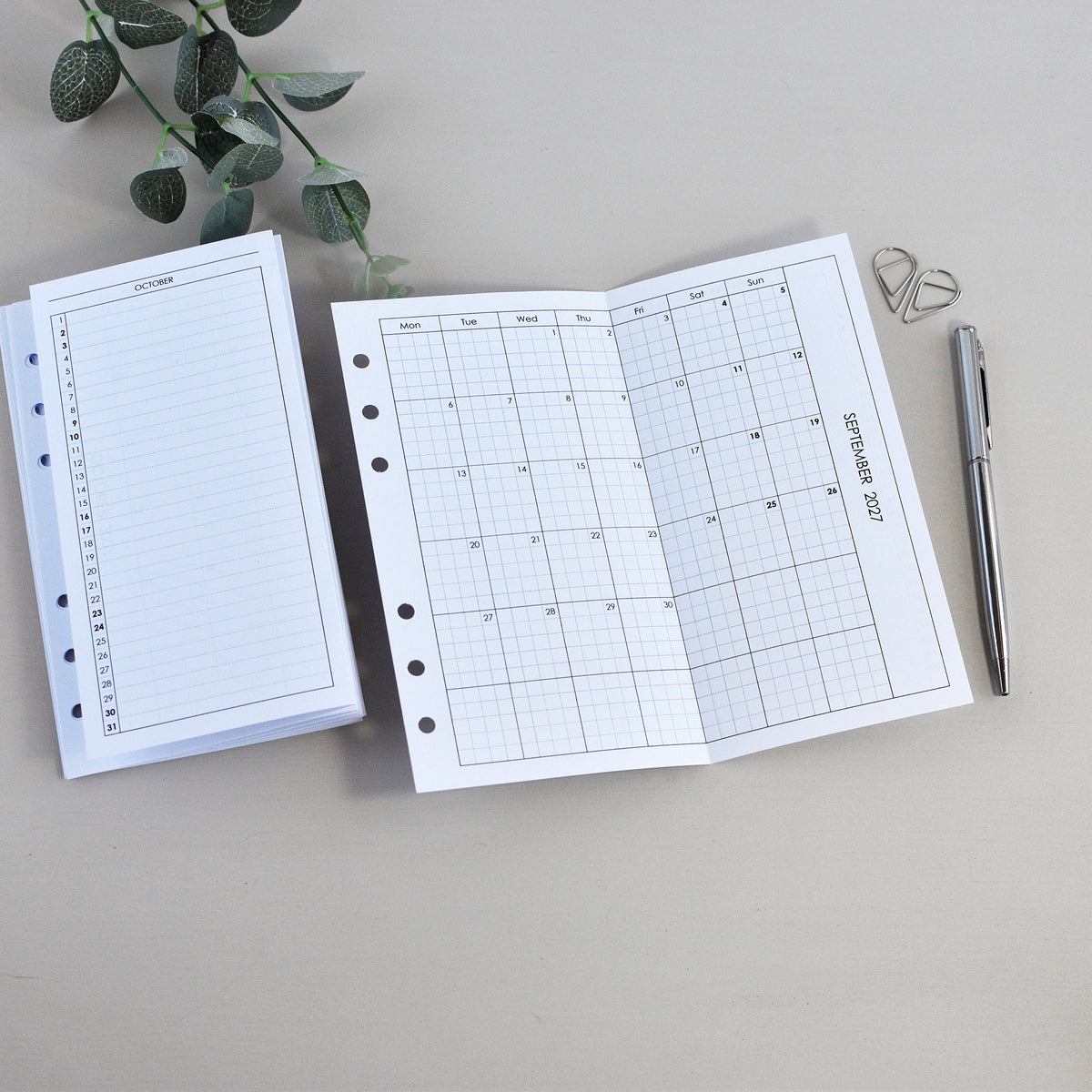 Monthly Fold Out Inserts for Ring Planner (Personal Size) / P20