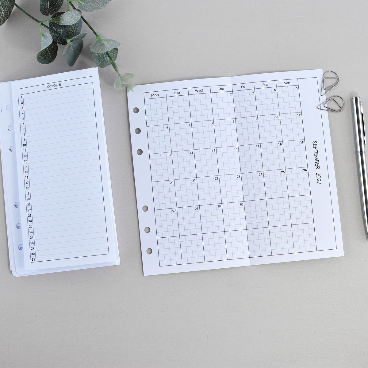 Monthly Fold Out Inserts for Ring Planner (Personal Size) / P20