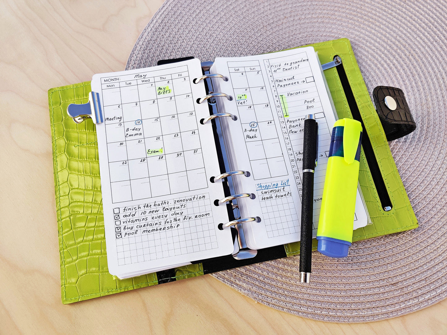 Printable Monthly Pages (Personal size) - Digital Inserts R-102
