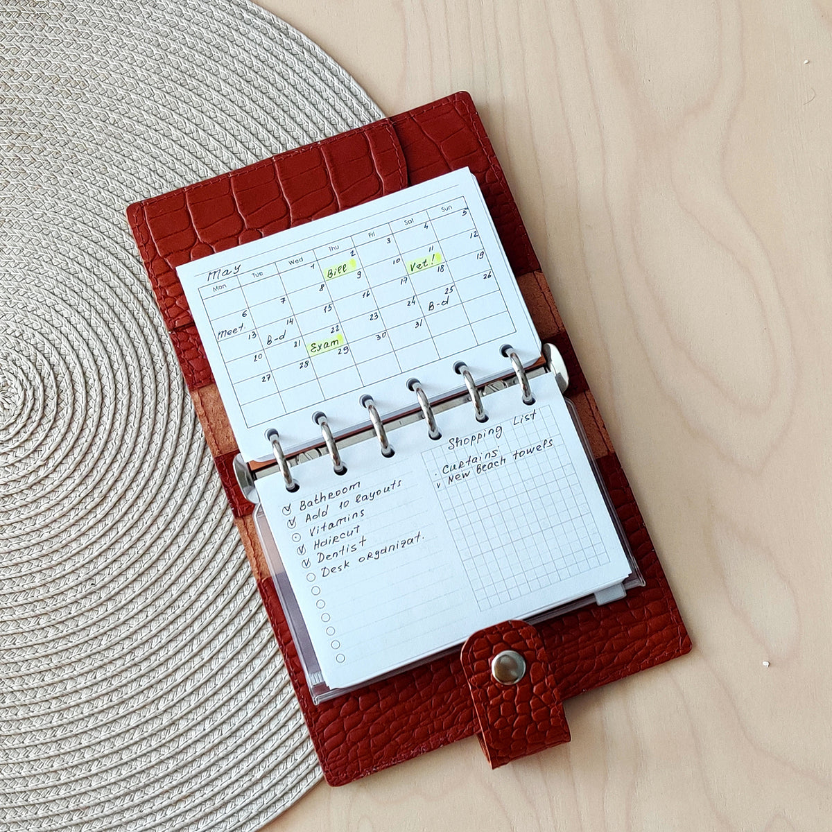 Monthly Planner Inserts - Ring Binder Horizontal Refill (Pocket Size) / Pc-04m