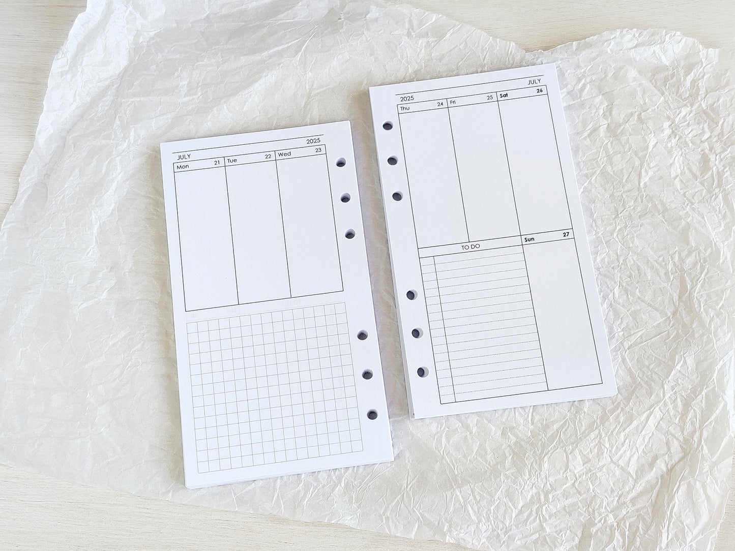 Monthly, Weekly Planner Inserts - Ring Binder Refill Bundle (Personal Size)