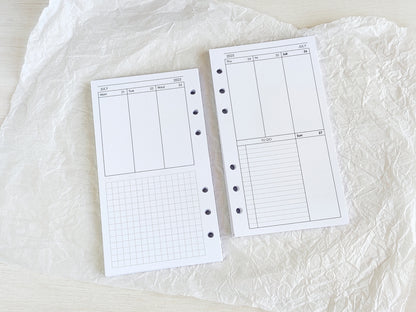 Monthly, Weekly Planner Inserts - Ring Binder Refill Bundle (Personal Size)
