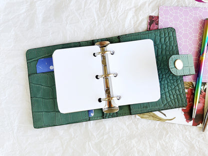 Croc Leather Mini 3-Ring Notebook (A9 Size)