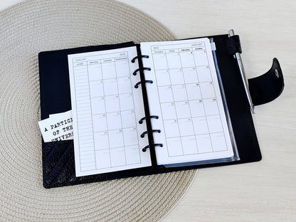 Monthly, Weekly Planner Inserts - Ring Binder Refill Bundle (Personal Size)