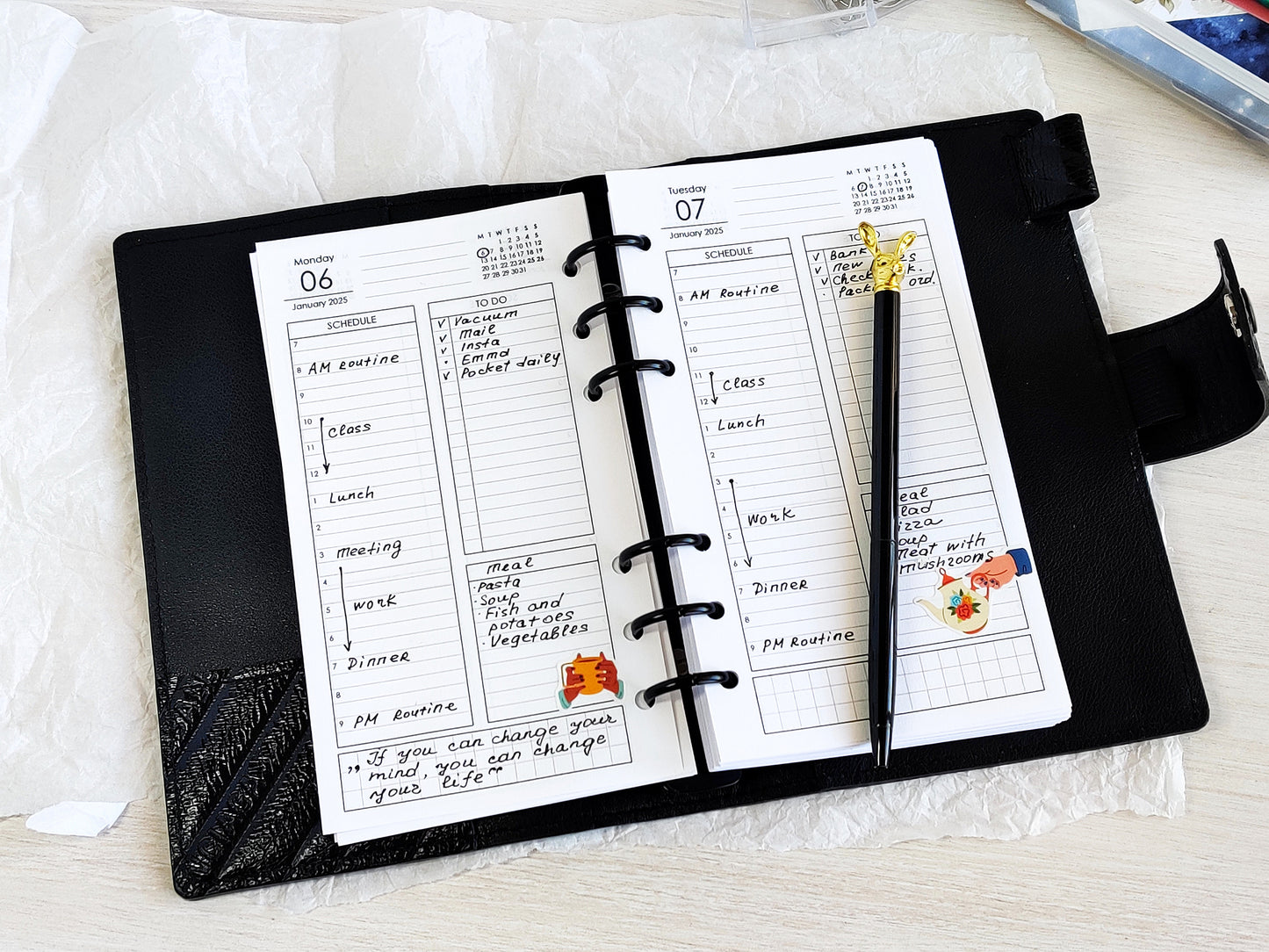 Daily Planner Inserts - Refill for Ring Notebook (Personal size) / P31
