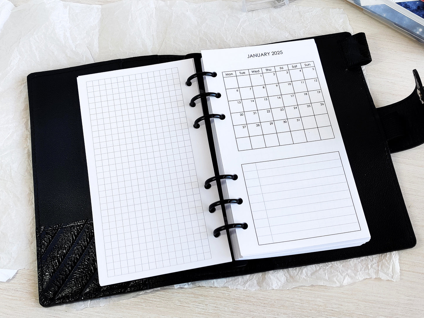 Monthly Planner Inserts - Ring Binder Refill (Personal Size) / P-31m