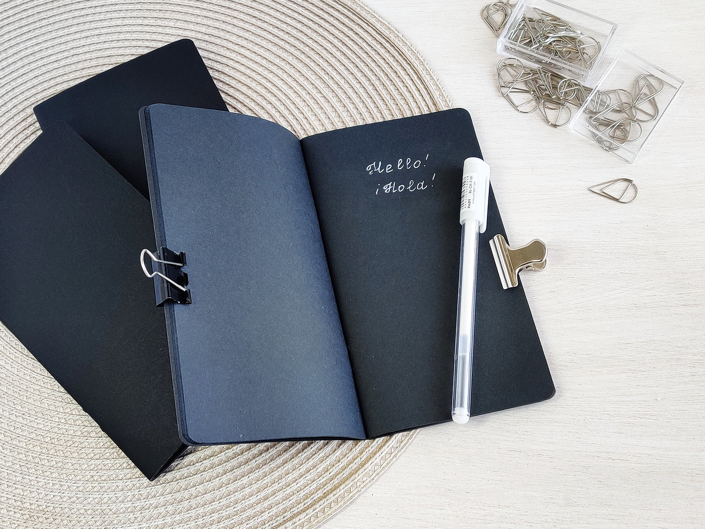 White pen and black paper