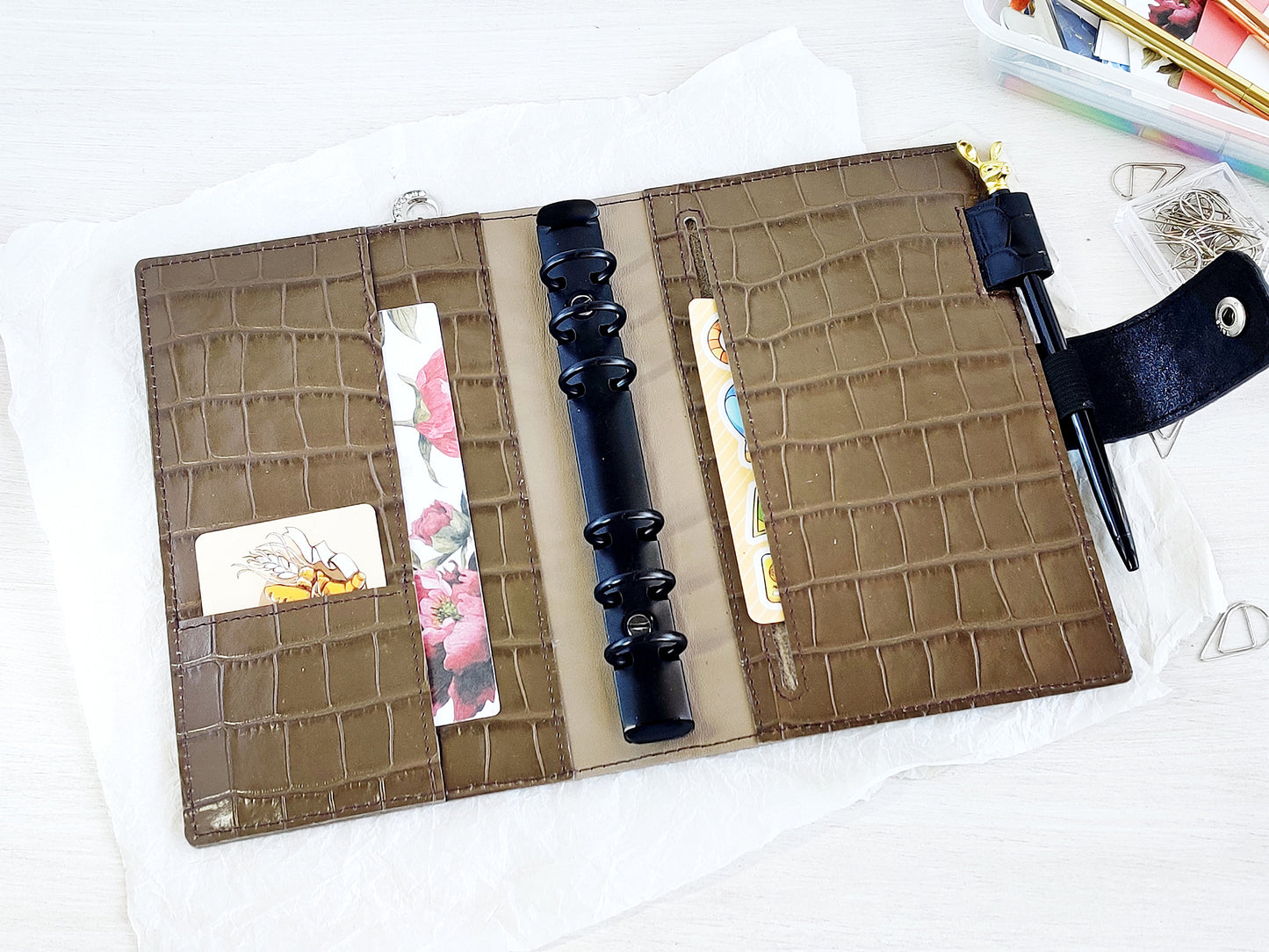 Leather Notebook Binder - 6-ring Organizer (Personal size)
