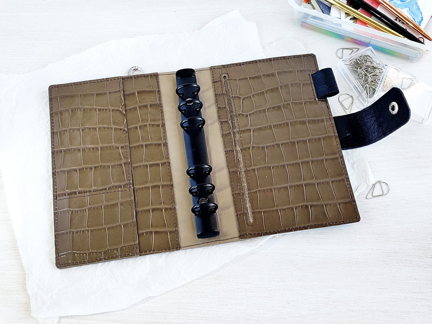Leather Notebook Binder - 6-ring Organizer (Personal size)