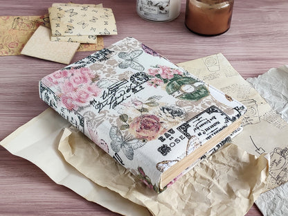 Vintage-styled notebook - Fabric covered journal (B6, A6 size)