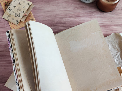 Vintage-styled notebook - Fabric covered journal (B6, A6 size)