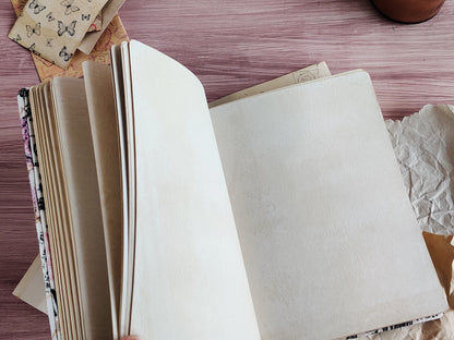 Vintage-styled notebook - Fabric covered journal (B6, A6 size)