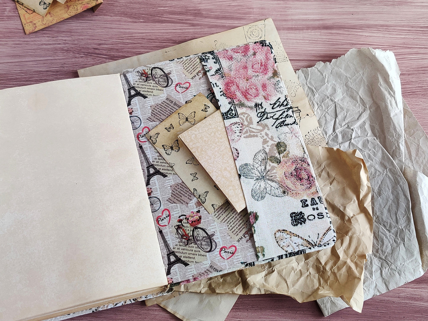 Vintage-styled notebook - Fabric covered journal (B6, A6 size)