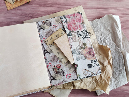 Vintage-styled notebook - Fabric covered journal (B6, A6 size)