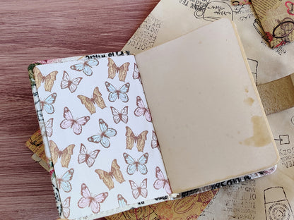 Small vintage-styled fabric notebook (A7 size)