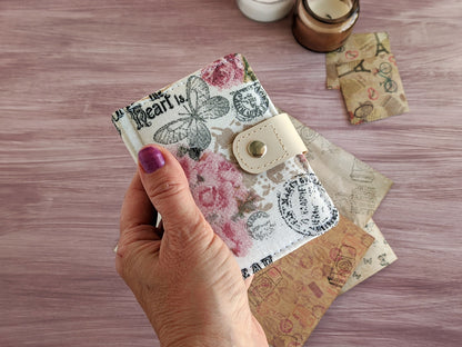 Small vintage-styled fabric notebook (A7 size)