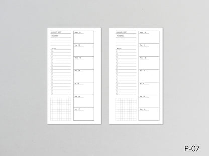 Weekly Planner Inserts - Ring Binder Refill (Personal Size) / P-07w