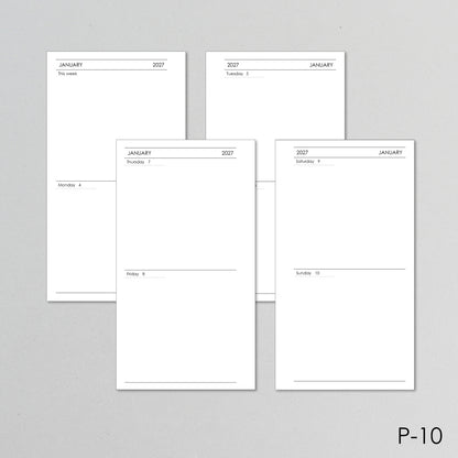 Weekly Planner Inserts - Ring Binder Filofax Refill (Personal Size) / P-10w