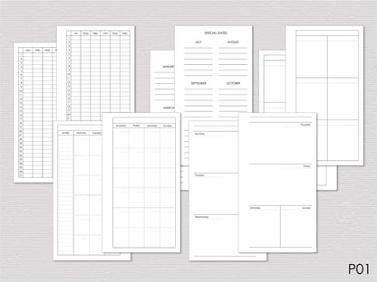 Ring Planner Notebook With Inserts - Fabric Marble Cover (Personal Size)