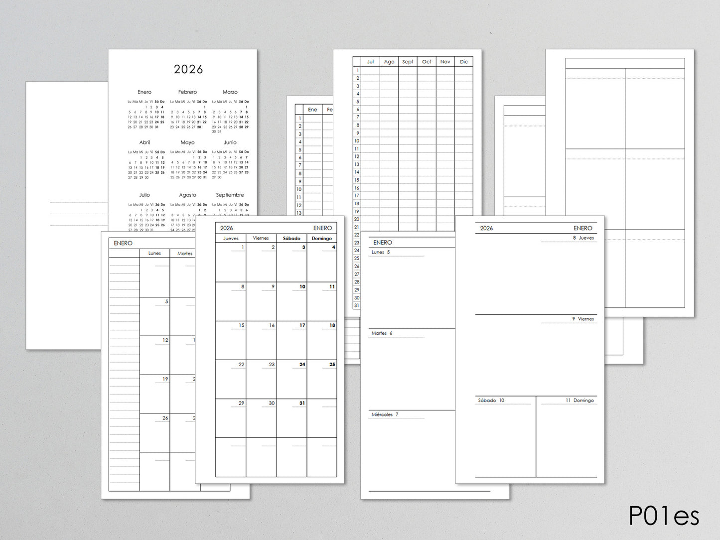 Planner pages personal size, Spanish version