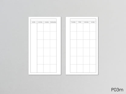 Monthly Planner Inserts - Ring Binder Refill (Personal Size) / P-03m