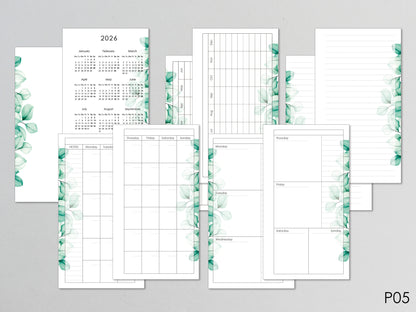 Ring Planner Notebook Inserts Set - Monthly And Weekly Refill (Personal Size) / P05