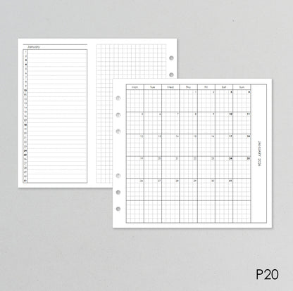 Monthly Fold Out Inserts for Ring Planner (Personal Size) / P20