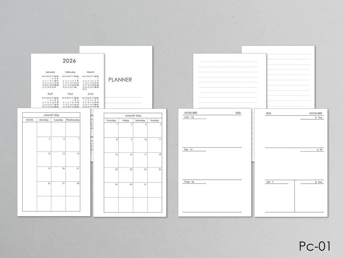 6-Ring Planner Inserts - Monthly And Weekly (Pocket Size) / Pc-01
