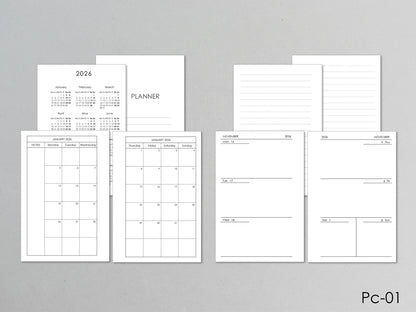 6-Ring Planner Inserts - Monthly And Weekly (Pocket Size) / Pc-01