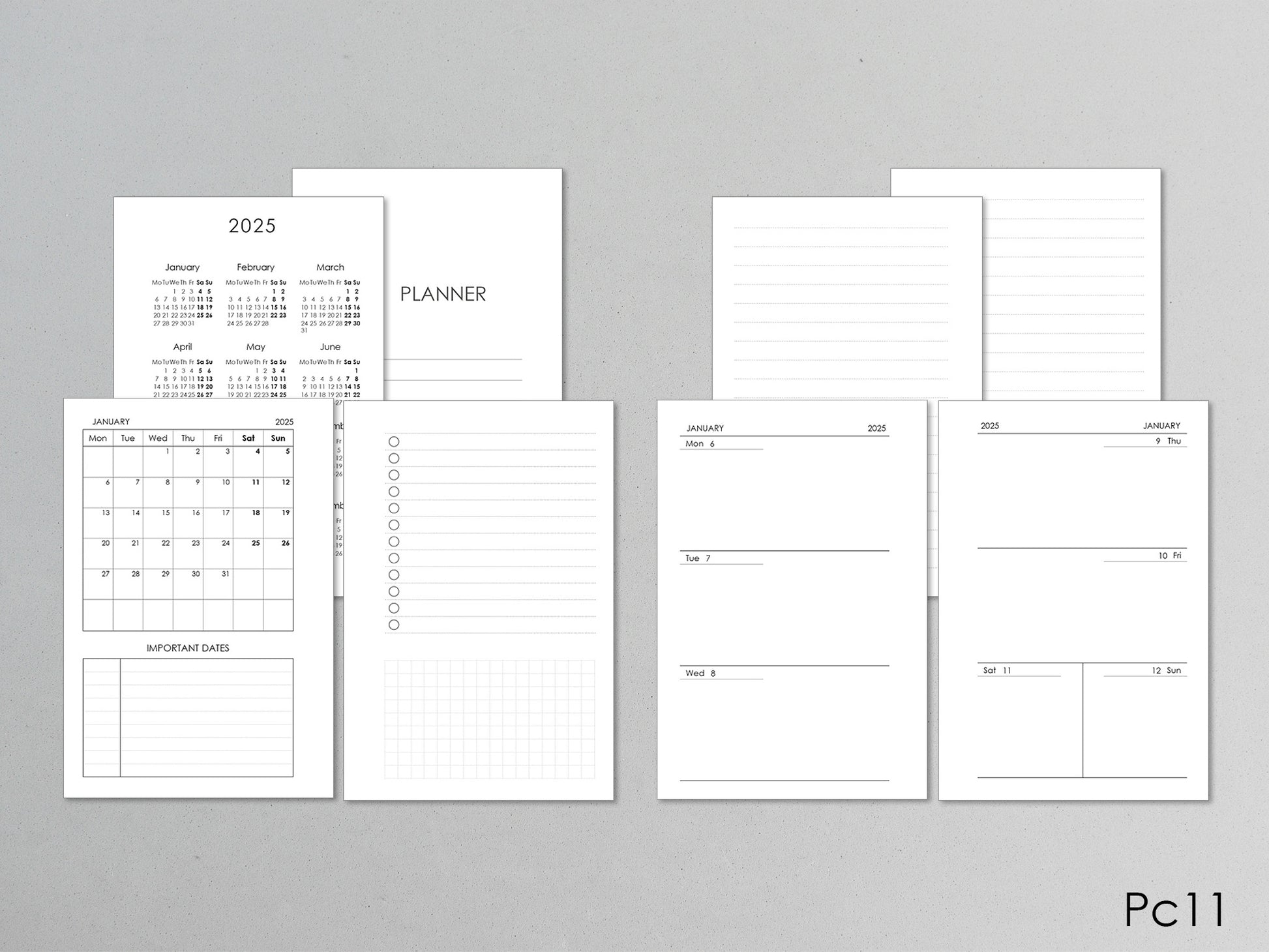 Planner pages pocket size, dated / undated
