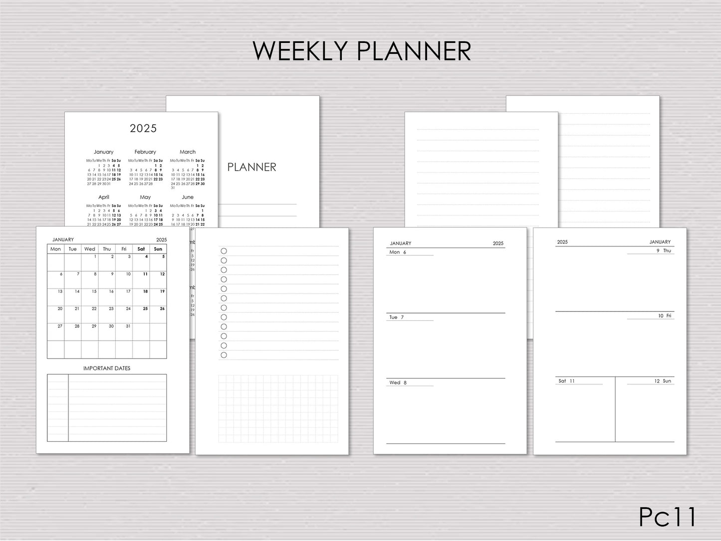 Pages for pocket planner, Filofax, Moterm